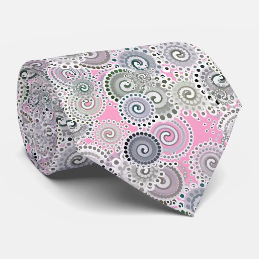 Fractal zwenkpatroon, roze en grijs stropdas (Opgerold)