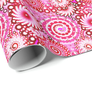 Fractal zwenkpatroon, roze en maroon cadeaupapier
