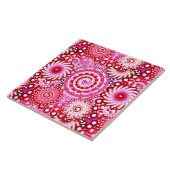 Fractal zwenkpatroon, roze en maroon tegeltje (Zijkant)