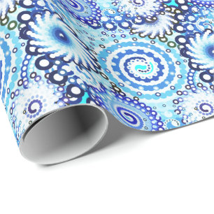 Fractal zwenkpatroon, schaduwen van blauw cadeaupapier
