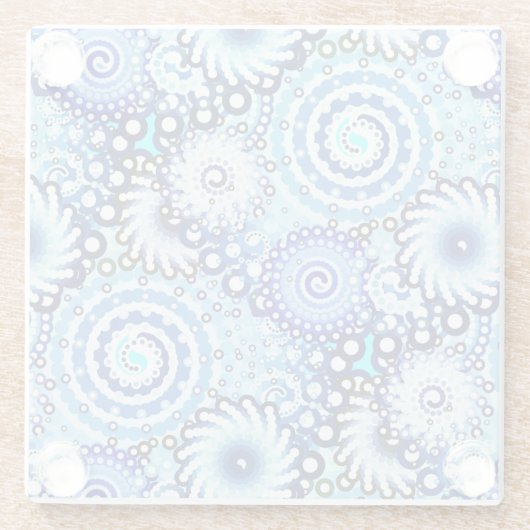 Fractal zwenkpatroon, schaduwen van blauw glazen onderzetter (Achterkant)