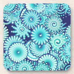 Fractal zwenkpatroon, schaduwen van denimblauw drankjes onderzetter