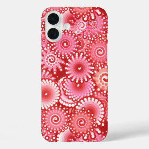 Fractal zwenkpatroon, schaduwen van diep rood iPhone 16 plus hoesje