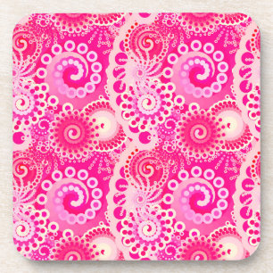 Fractal zwenkpatroon, schaduwen van fuchsia roze onderzetter