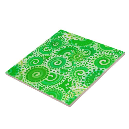 Fractal zwenkpatroon, schaduwen van lentegroen tegeltje (Zijkant)