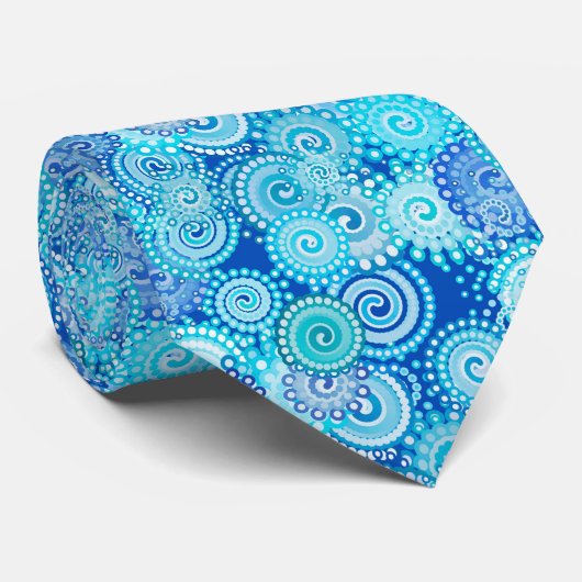 Fractal zwenkpatroon, schaduwen van oceaanblauw stropdas (Opgerold)