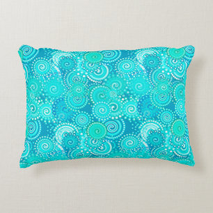 Fractal zwenkpatroon, schaduwen van turkooise accent kussen