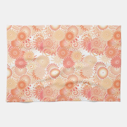 Fractal zwenkpatroon, schoppen van koraal en perzi theedoek (Horizontaal)