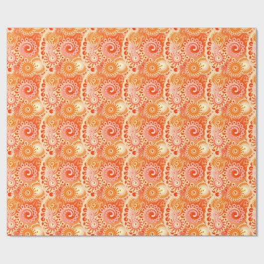 Fractal zwenkpatroon, schoppen van koraal sinaasap cadeaupapier (Vlak)