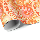 Fractal zwenkpatroon, schoppen van koraal sinaasap cadeaupapier (Rol Hoek)