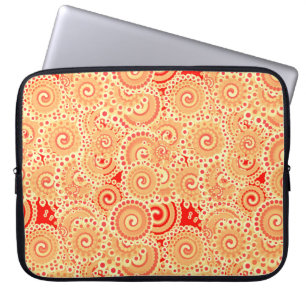 Fractal zwenkpatroon, schoppen van koraal sinaasap laptop sleeve