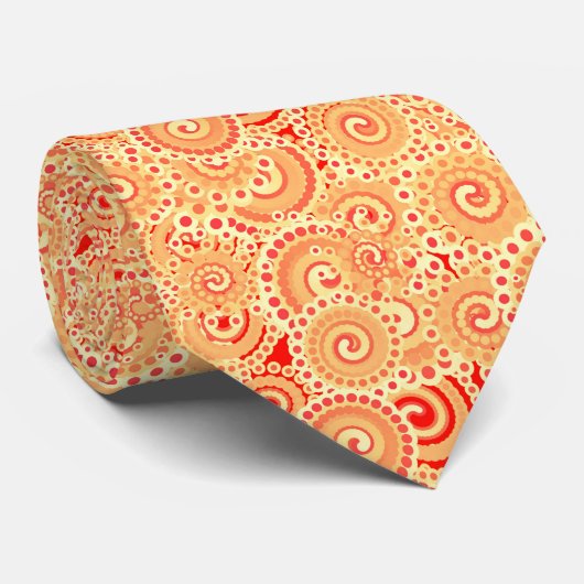 Fractal zwenkpatroon, schoppen van koraal sinaasap stropdas (Opgerold)