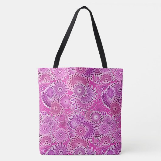 Fractal zwenkpatroon, schoppen van paars tote bag (Voorkant)