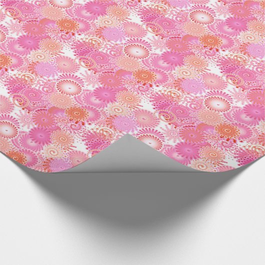 Fractal zwenkpatroon, schoppen van roze en koraal cadeaupapier (Hoek)