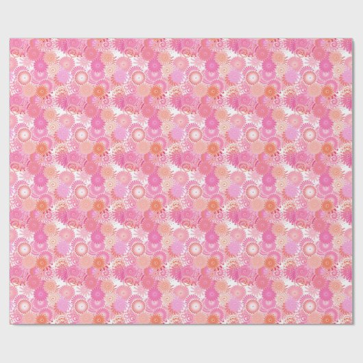 Fractal zwenkpatroon, schoppen van roze en koraal cadeaupapier (Vlak)