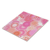 Fractal zwenkpatroon, schoppen van roze en koraal tegeltje (Zijkant)