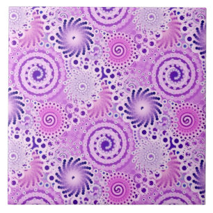Fractal zwenkpatroon, violet, orchidee tegeltje