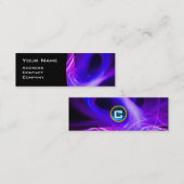 FRACTAL ZWIRL GEM MONOGRAM zwart wit blauw roze Mini Visitekaartje (Voorkant / Achterkant)