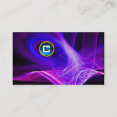 FRACTAL ZWIRL GEM MONOGRAM zwart wit blauw roze Visitekaartje (Achterkant)