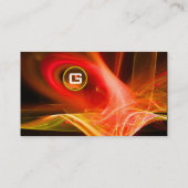 FRACTAL ZWIRL GEM MONOGRAM zwart wit geel rood Visitekaartje (Achterkant)