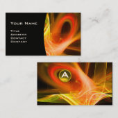 FRACTAL ZWIRL GEM MONOGRAM zwart wit geel Visitekaartje (Voorkant / Achterkant)