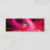 FRACTAL ZWIRL GEM MONOGRAM zwart wit rood roze Mini Visitekaartje (Achterkant)
