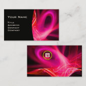 FRACTAL ZWIRL GEM MONOGRAM zwart wit rood roze Visitekaartje (Voorkant / Achterkant)
