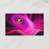 FRACTAL ZWIRL GEM MONOGRAM zwart wit roze Visitekaartje (Achterkant)