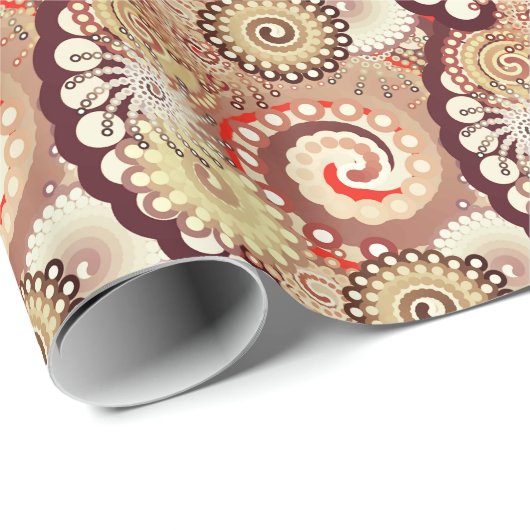 Fractal zwirl patroon, chocolade en crème cadeaupapier (Rol Hoek)