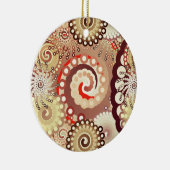 Fractal zwirl patroon, chocolade en room keramisch ornament (Rechts)