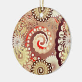 Fractal zwirl patroon, chocolade en room keramisch ornament (Links)