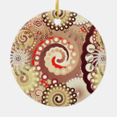 Fractal zwirl patroon, chocolade en room keramisch ornament (Achterkant)