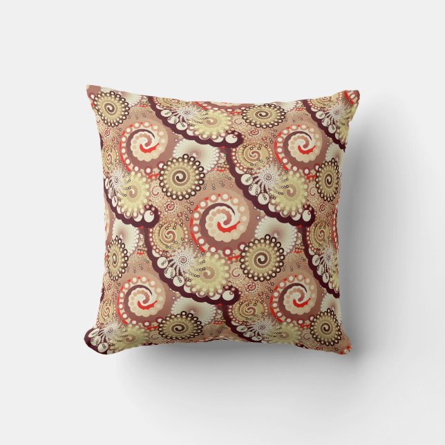 Fractal zwirl patroon, chocolade en room kussen (Voorkant)