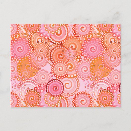 Fractal zwirl patroon, koraal en roze briefkaart (Voorkant)