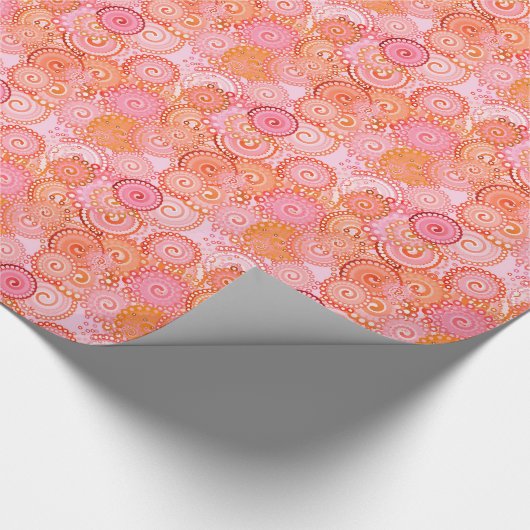 Fractal zwirl patroon, koraal en roze cadeaupapier (Hoek)