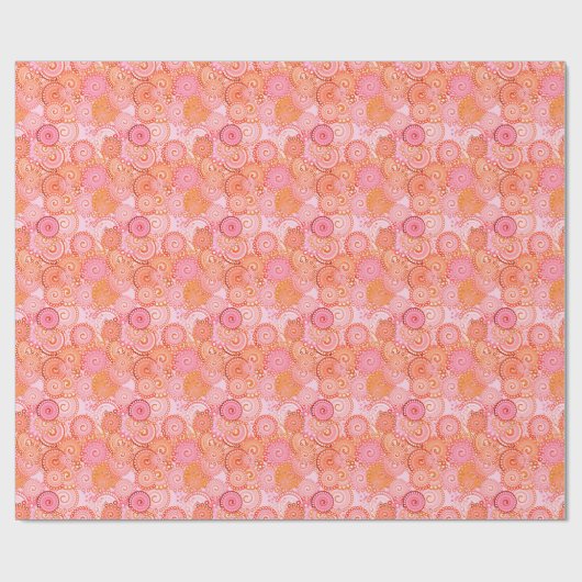 Fractal zwirl patroon, koraal en roze cadeaupapier (Vlak)
