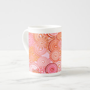 Fractal zwirl patroon, koraal en roze porselein kop