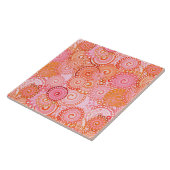 Fractal zwirl patroon, koraal en roze tegeltje (Zijkant)