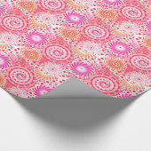 Fractal zwirl patroon, koraal, roze en crème cadeaupapier (Hoek)