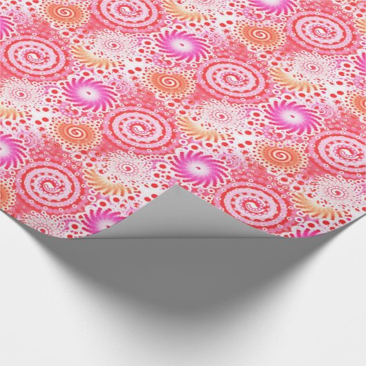 Fractal zwirl patroon, koraal, roze en crème cadeaupapier (Hoek)