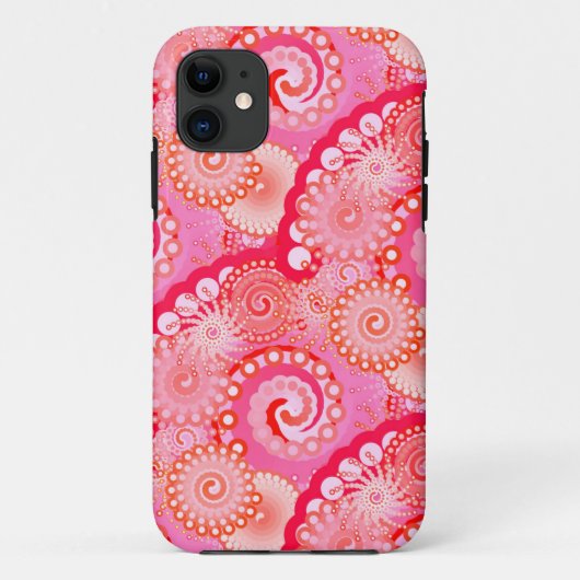 Fractal zwirl patroon, roze, fuchsie, koraal Case-Mate iPhone case (Achterkant)