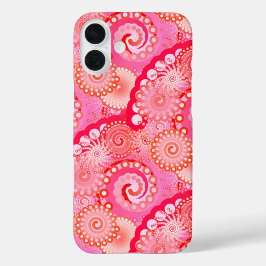 Fractal zwirl patroon, roze, fuchsie, koraal Case-Mate iPhone case (Achterkant)
