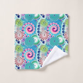 Fractal zwirl patroon, turkooizen, roze, multi bad handdoek (Wasdoekje)