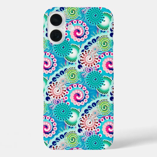Fractal zwirl patroon, turkooizen, roze, multi Case-Mate iPhone case (Achterkant)