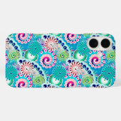 Fractal zwirl patroon, turkooizen, roze, multi Case-Mate iPhone case (Achterkant (horizontaal))