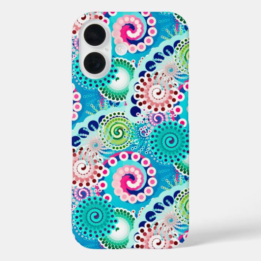 Fractal zwirl patroon, turkooizen, roze, multi Case-Mate iPhone case (Achterkant)