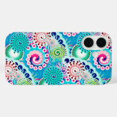 Fractal zwirl patroon, turkooizen, roze, multi Case-Mate iPhone case (Achterkant (horizontaal))