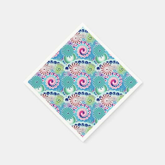 Fractal zwirl patroon, turkooizen, roze, multi servet (Hoek)