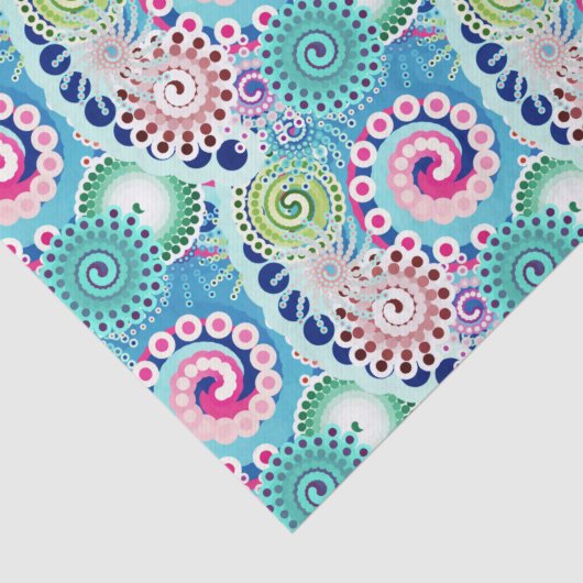 Fractal zwirl patroon, turkooizen, roze, multi tissuepapier (Detail)