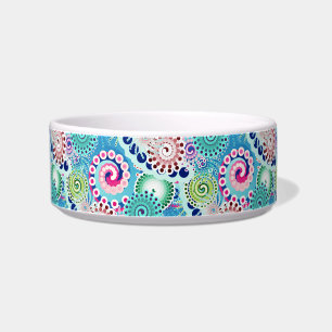 Fractal zwirl patroon, turkooizen, roze, multi voerbakje